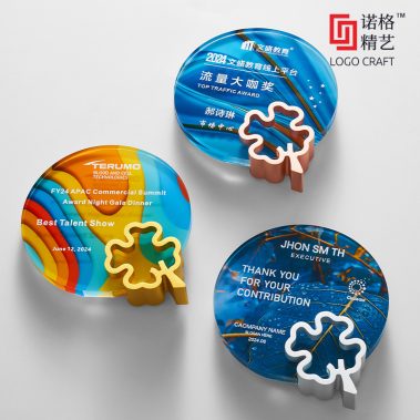 四叶草定制水晶彩印奖牌1