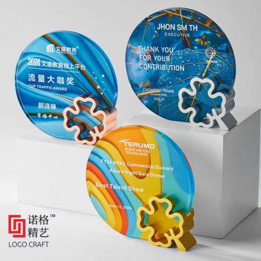 四叶草定制水晶彩印奖牌6