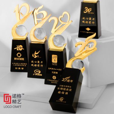 新款周年纪念金属黑水晶奖杯10
