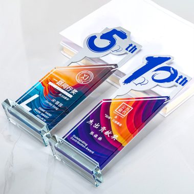 新款周年纪念金属水晶彩印奖杯9