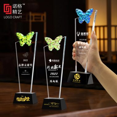 新款彩蝶水晶奖杯奖牌3