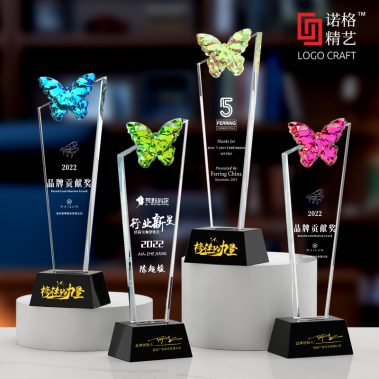 新款彩蝶水晶奖杯奖牌5