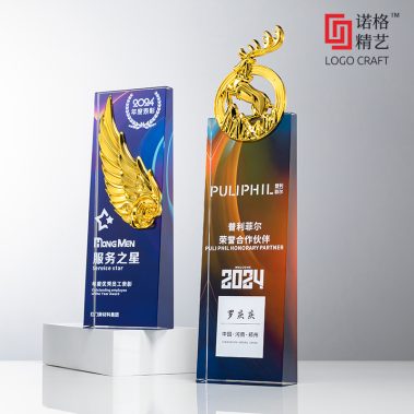 新款斜面水晶金属彩印奖杯1