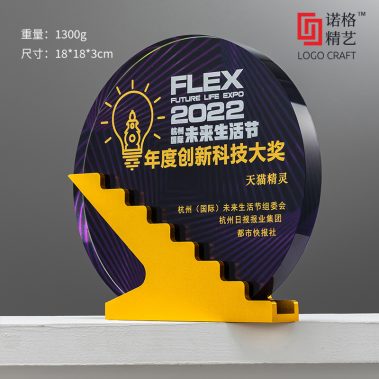 步步高升炫彩金属水晶奖杯8