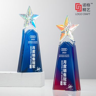 炫彩五星彩印水晶奖杯5