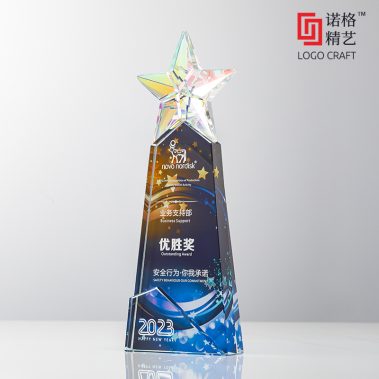 炫彩五星彩印水晶奖杯7