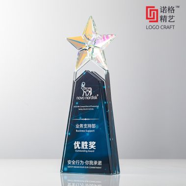 炫彩五星彩印水晶奖杯9
