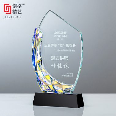 炫彩弯月水晶彩印奖牌1