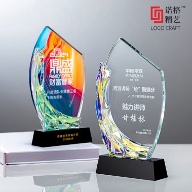 炫彩弯月水晶彩印奖牌10