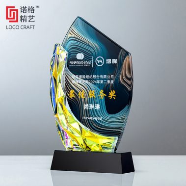 炫彩弯月水晶彩印奖牌3