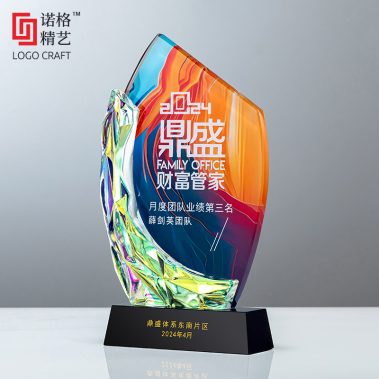 炫彩弯月水晶彩印奖牌4