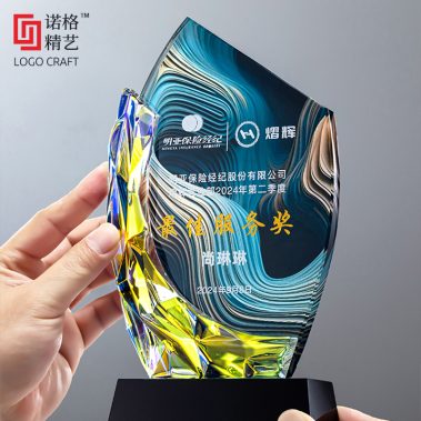 炫彩弯月水晶彩印奖牌8