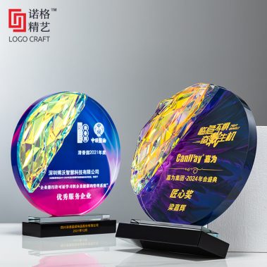 炫彩水晶彩印定制圆形奖牌2