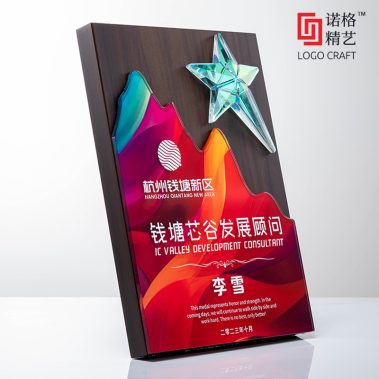 炫彩水晶胡桃木定制奖牌11