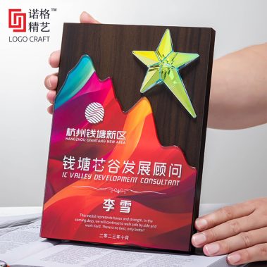 炫彩水晶胡桃木定制奖牌8