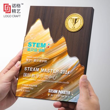 炫彩水晶胡桃木定制奖牌9