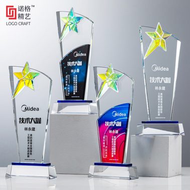 创意双层五星水晶奖杯-2