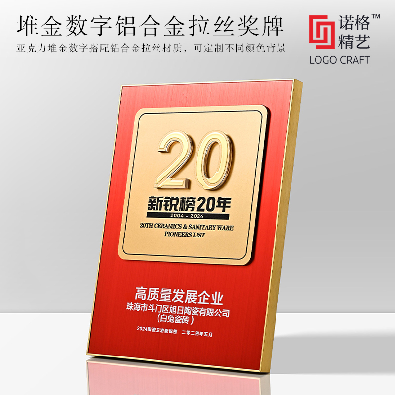 堆金数字铝合金拉丝奖牌-主图