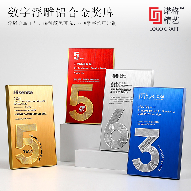 数字浮雕铝合金奖牌-主图