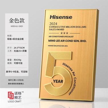 数字浮雕铝合金奖牌-尺寸2