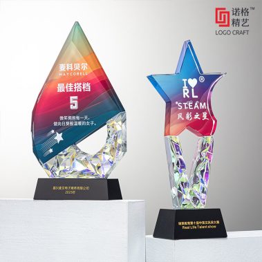 新款镀彩定制水晶奖杯-1