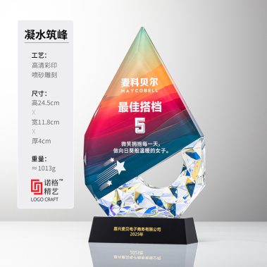 新款镀彩定制水晶奖杯-7