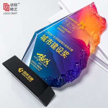 炫彩冰山定制水晶奖牌-12