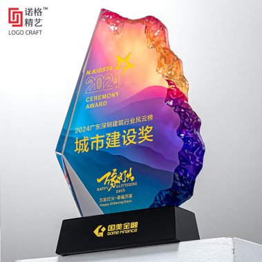 炫彩冰山定制水晶奖牌-5