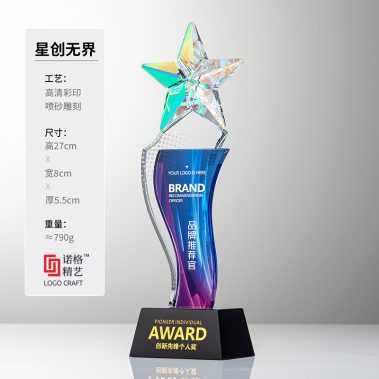 炫彩定制五星水晶奖杯-7