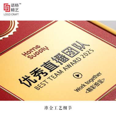 铝合金光油UV堆金奖牌-细节1